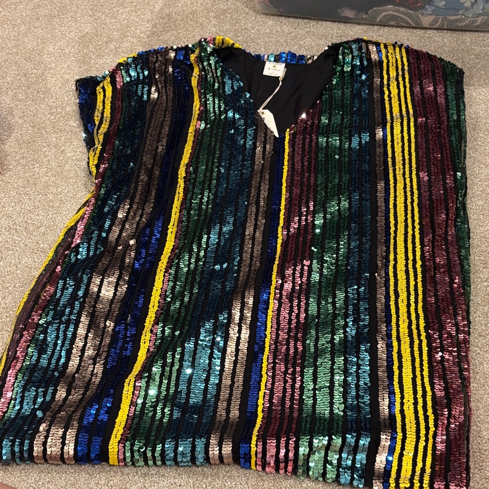 Multicolor Sequin Striped Top